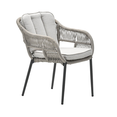 Pescara dining fauteuil - carbon black - rope taupe - desert sand