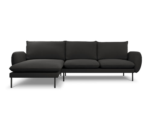 Cosmopolitan Design linker hoekbank Vienna 5-zits, boucle, zwart - 170x255x95cm