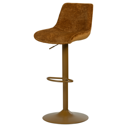 WOOOD barstoel in hoogte verstelbaar Marten - Chenille - Karamelbruin - 110x45x50