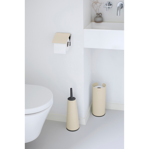Brabantia ReNew Toiletaccessoire-set, toiletborstel met houder, toiletrolhouder en reserverolhouder - Soft Beige