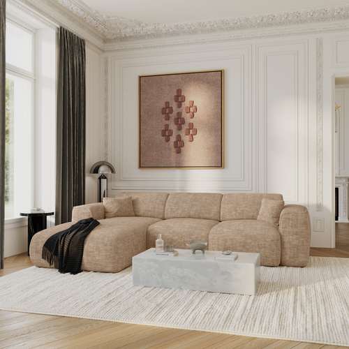 Sia Home - Hoekbanken YUMA - Fluweel met structuur - Mol - 283cm