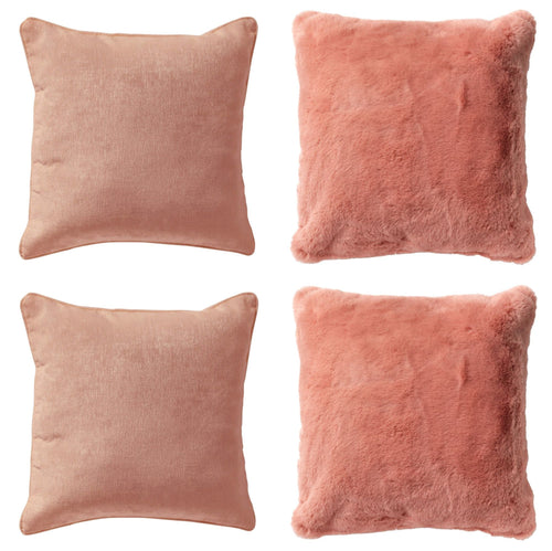 KUSSENSET - 4-delig - Soft Elegance - 45x45 cm - inclusief binnenkussens - roze