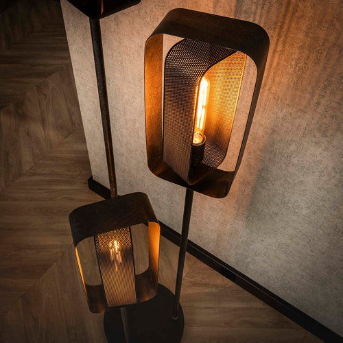 Giga Meubel Vloerlamp Rotate Mesh - Zwart Metaal - 3-Lichts - 170x42x42cm - vtwonen shop
