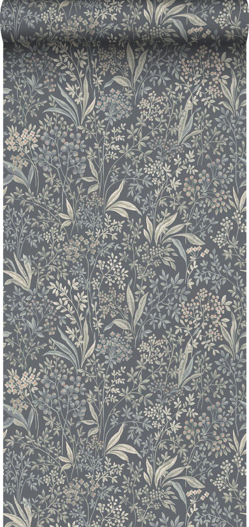 Borastapeter behang bladeren vergrijsd blauw - 53 cm x 10.05 m - 661011 - vtwonen shop