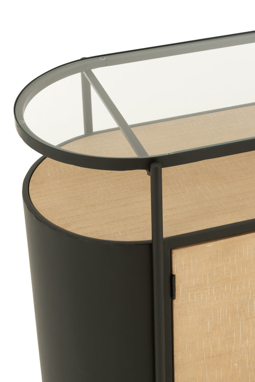J-Line kast Ovy - ijzer - naturel/zwart