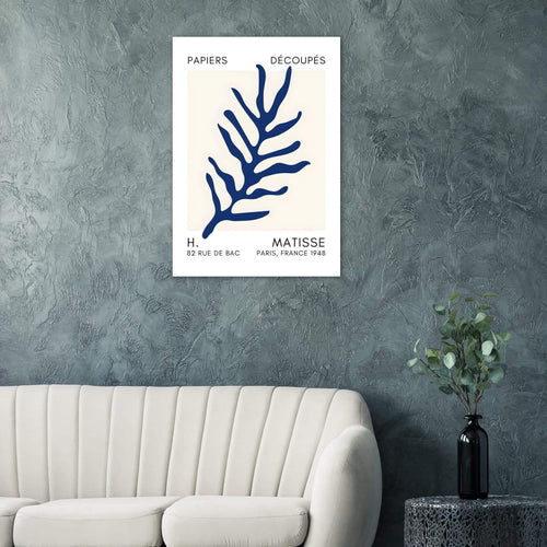 Artfulprints Poster Matisse – Ocean flora navy blue II   - A4 21x29.7 cm - Blauw