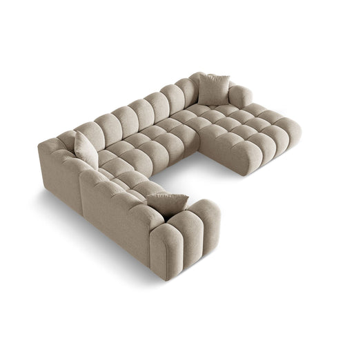 Cosmopolitan Design - Panoramische hoekbank links Treno 4-zits, chenille donkerbeige - 240x330x70cm