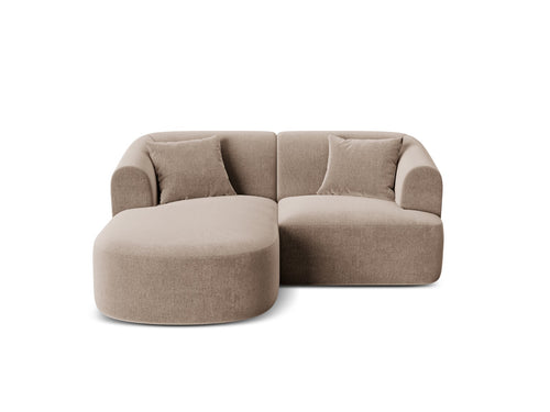 Cosmopolitan Design Modulaire hoekbank links Campi 3-zits, flueel donkerbeige - 156x180x70cm