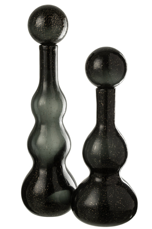 J-Line decoratoe Fles + Stop Carol - glas - zwart - large