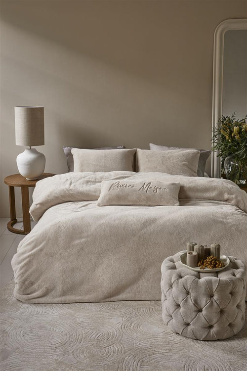 Rivièra Maison - Tendre fake-fur dekbedovertrek - Lits-Jumeaux - 240x200/220 cm - Zand - vtwonen shop