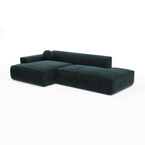 Sia Home - Hoekbank links ANIA - fluweel pauwblauw 260cm