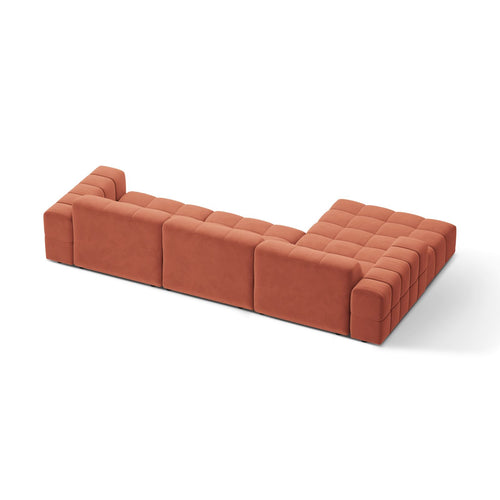 Cosmopolitan Design - Linker hoekbank Chicago 4-zits, flueel koraal - 167x294x78cm