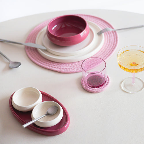Ona - Serveerschaal 23x13cm pink Billie - Set van 2