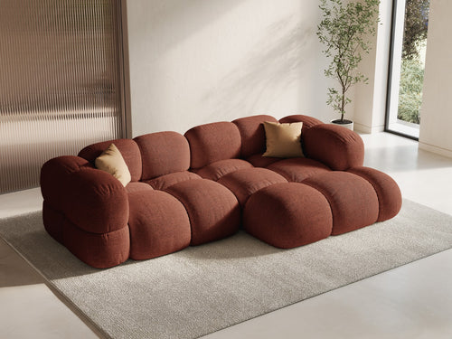 Cosmopolitan Design rechter hoekbank Loretto 3-zits, structurele stof koraal - 147x250x68cm