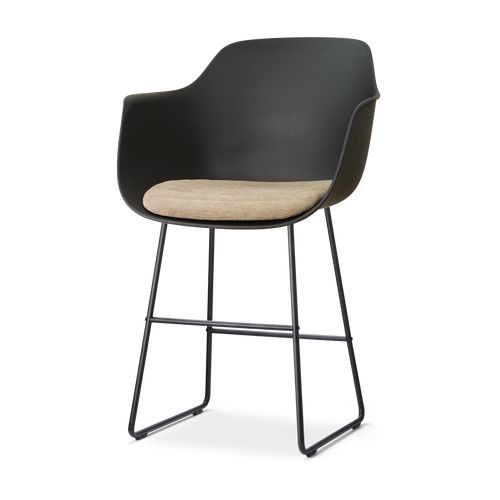 Nolon Nino-Liz barkruk zwart met nougatbruin zitkussen - zwart onderstel - 65 cm