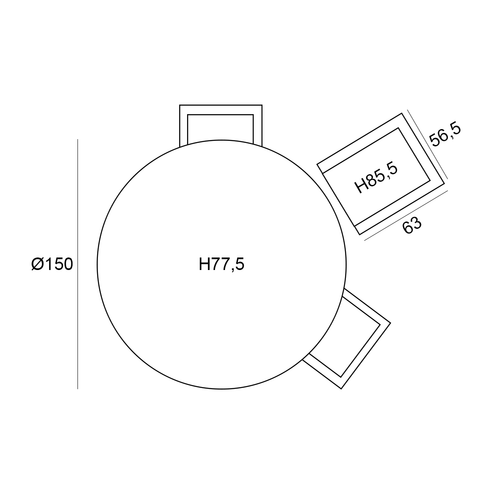 Garden Impressions tuinset Dane - Duuk - donker grijs - Ø150 cm - 6-delig