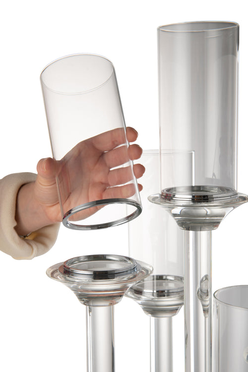 J-Line kaarshouder 5 Groot - glas -  transparant