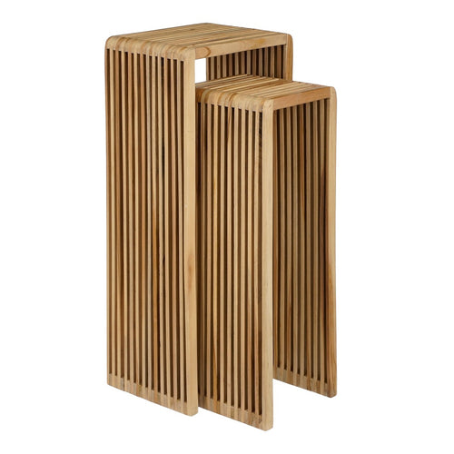Mica Decorations Yonker Plantentafel - Set van 2 - L35 x B25 x H80 cm - Gerecycled Hout - Bruin