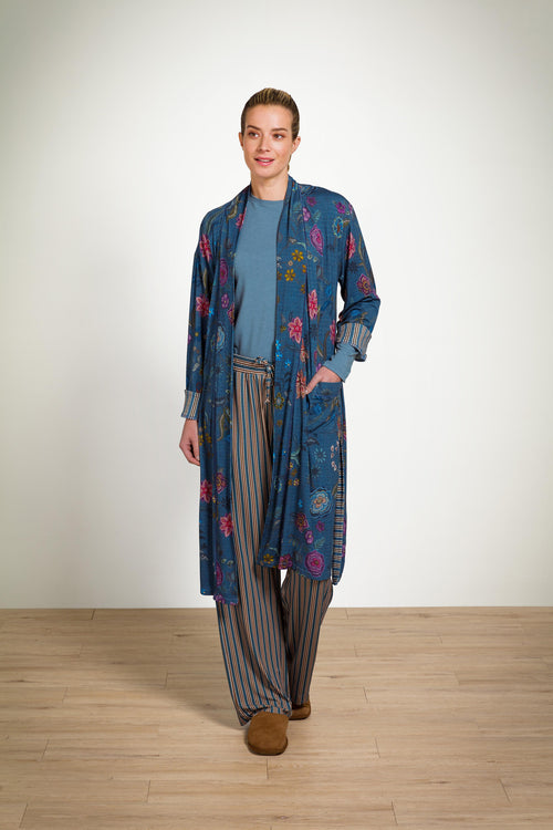 Pip Studio - Belin Pyjama Broek Dames - Kente Stripe - Blauw - XXL