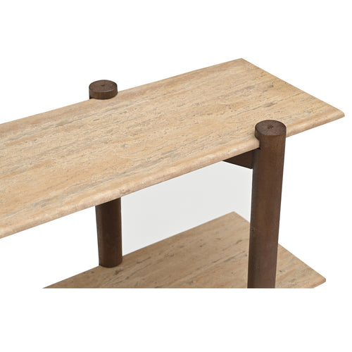 DÉJA Living Sidetable Aline - Travertin - Donkerbruin - 120cm - vtwonen shop