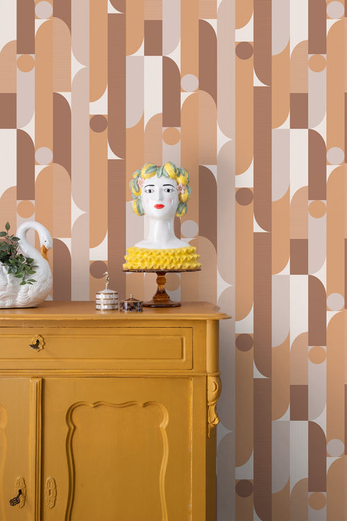 ESTAhome behang geometrische vormen lichtbruin - 50 x 900 cm - 131060 - vtwonen shop