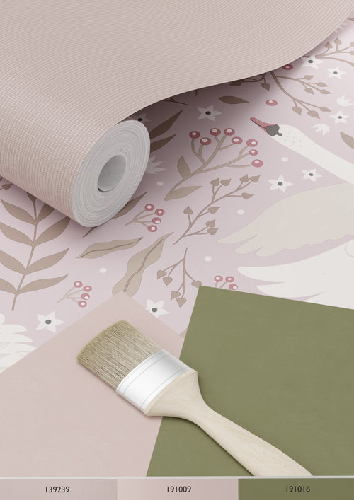 ESTAhome behang zwanen lila paars - 53 cm x 10.05 m - 130959 - vtwonen shop