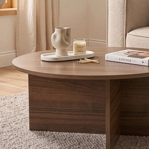 Calicosy - SOLEIL Salontafel met afgerond blad - Naturel - 90x90x40 cm