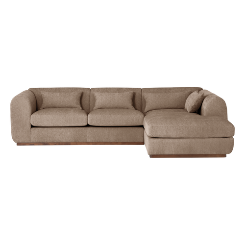 WOOOD hoekbank rechts Brenvo - Structure Velvet - Lichtbruin - 73x306x178
