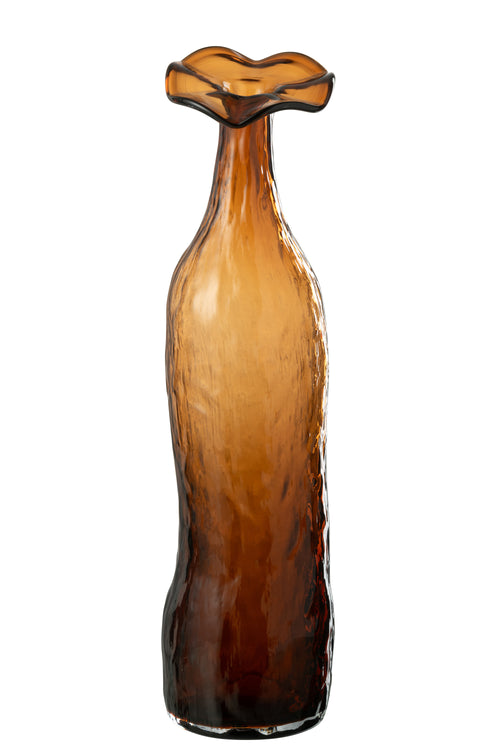 J-Line vaas Openbloeien - glas - bruin - large - 40 cm hoog