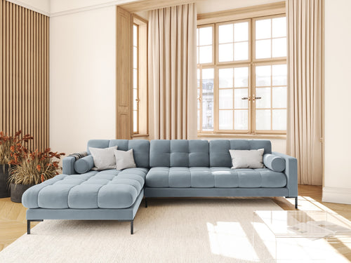 Cosmopolitan Design linker hoekbank Bali 5-zits, flueel, lichtblauw - 185x293x75cm