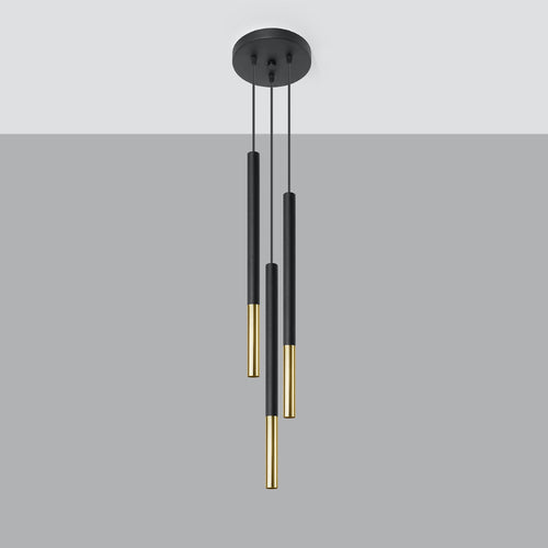 Sollux Lighting Hanglamp MOZAICA 3P zwart/goud - 20x20x90cm