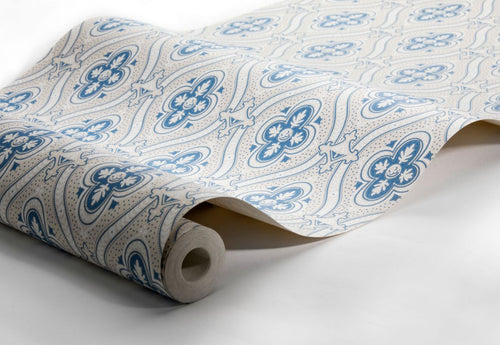 Borastapeter behang retro ornamenten blauw en grijs - 53 cm x 10.05 m - 660065 - vtwonen shop