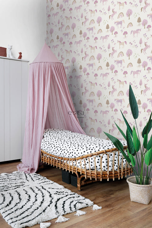 ESTAhome behang unicorns lila paars - 53 cm x 10.05 m - 139504