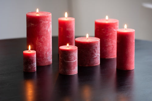 J-Line cilinderkaars Kers - rood - 64U - 6 stuks