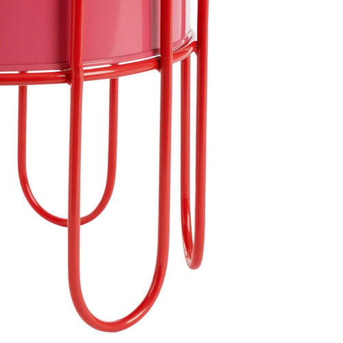 Mica Decorations Dione Bloempot op Standaard - Set van 2 - H35 x Ø26 cm - Metaal - Rood, Roze