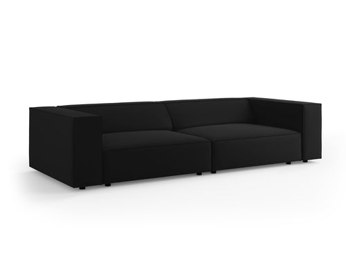 Cosmopolitan Design Bank Arendal 4-zits, flueel, zwart - 102x244x70cm