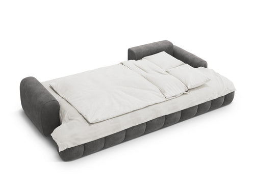 Cosmopolitan Design Converteerbare hoekbank rechts met opbergdoos Linz 3-zits, flueel grijs - 142x275x84cm