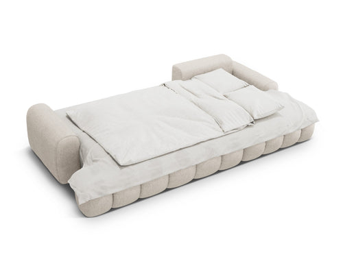 Cosmopolitan Design Converteerbare hoekbank rechts met opbergdoos Linz 3-zits, structurele stof beige - 142x275x84cm