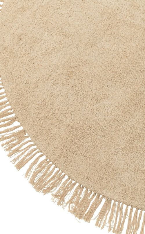J-Line tapijt Rond + Franjes - katoen - beige