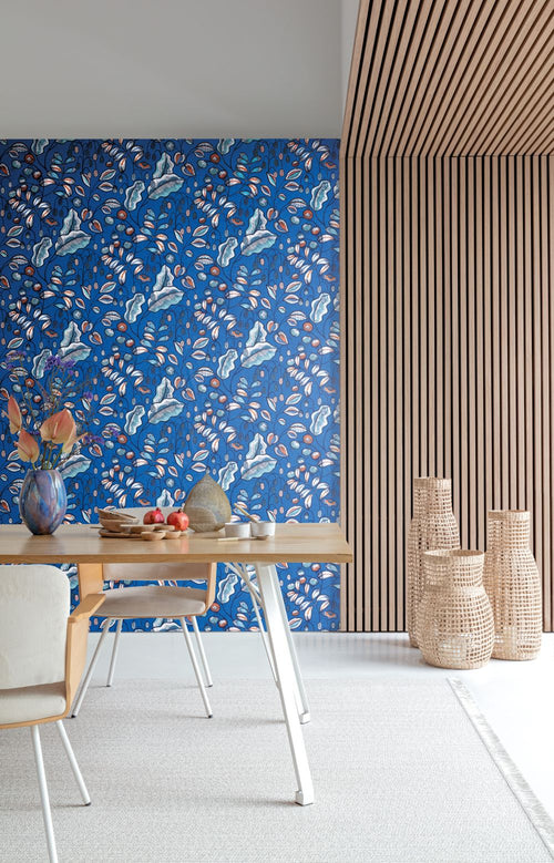 Masureel behang bladeren blauw - 53 cm x 10.05 m - 631885 - vtwonen shop