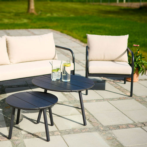 Lisomme Manu Tuin Loungeset Zwart 5delig - Met Beige Zitkussens - vtwonen shop