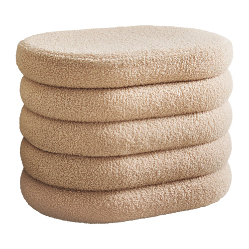 Petite Amélie Poef met Opbergruimte - Licht bruin - Teddy stof - Stevige houten constructie - Poef en opbergplek in één