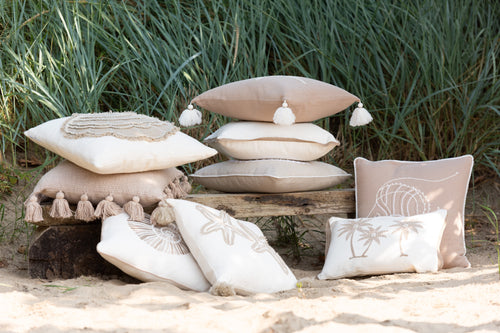 J-Line kussen Vis - katoen - beige/creme - vtwonen shop