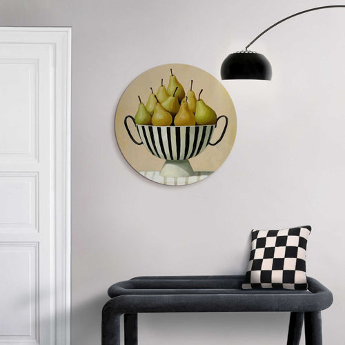 Reinders Schaal met peren glasschilderij -  groen - keuken - Ø 50cm