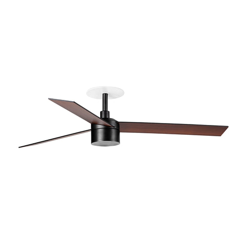 Faro Rudder Rudder Inbouwplafondventilator 132 cm TEK LED Mat Zwart, Walnootkleurige Bladen 3000K, 3 Omkeerbare Bladen