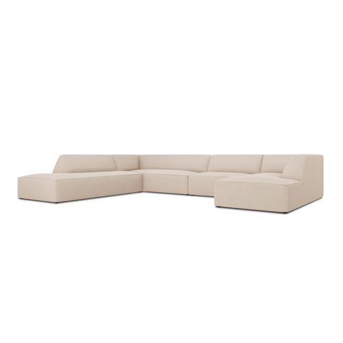 Cosmopolitan Design - Panoramische hoekbank links Siena 7-zits, structurele stof beige - 273x366x69cm