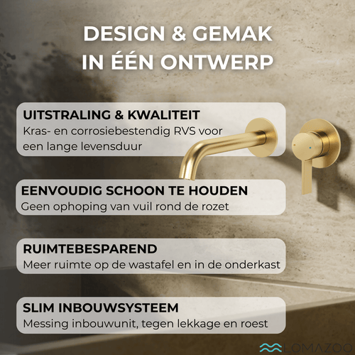 LOMAZOO inbouw wastafelkraan Velar - muurkraan - goud