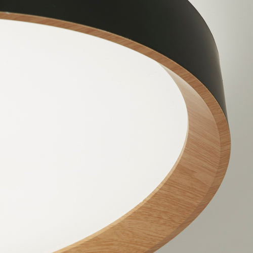 Searchlight Sorrento LED plafondlamp zwart met houtprint