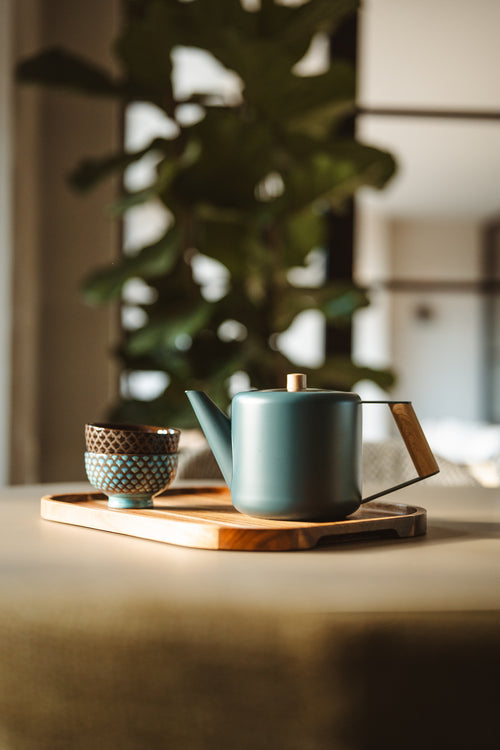 Bredemeijer - Dubbelwandige theepot Duet Design Boston - 1,1 liter - RVS - Blauw - vtwonen shop