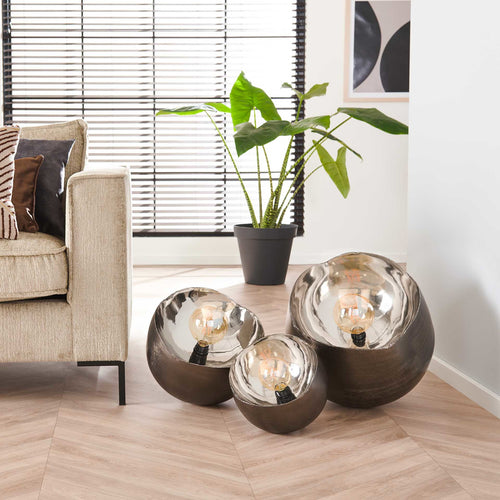 Giga Meubel Tafellamp Mirror - Zwart Metaal - 1-Lichts - 28x28x28cm - vtwonen shop